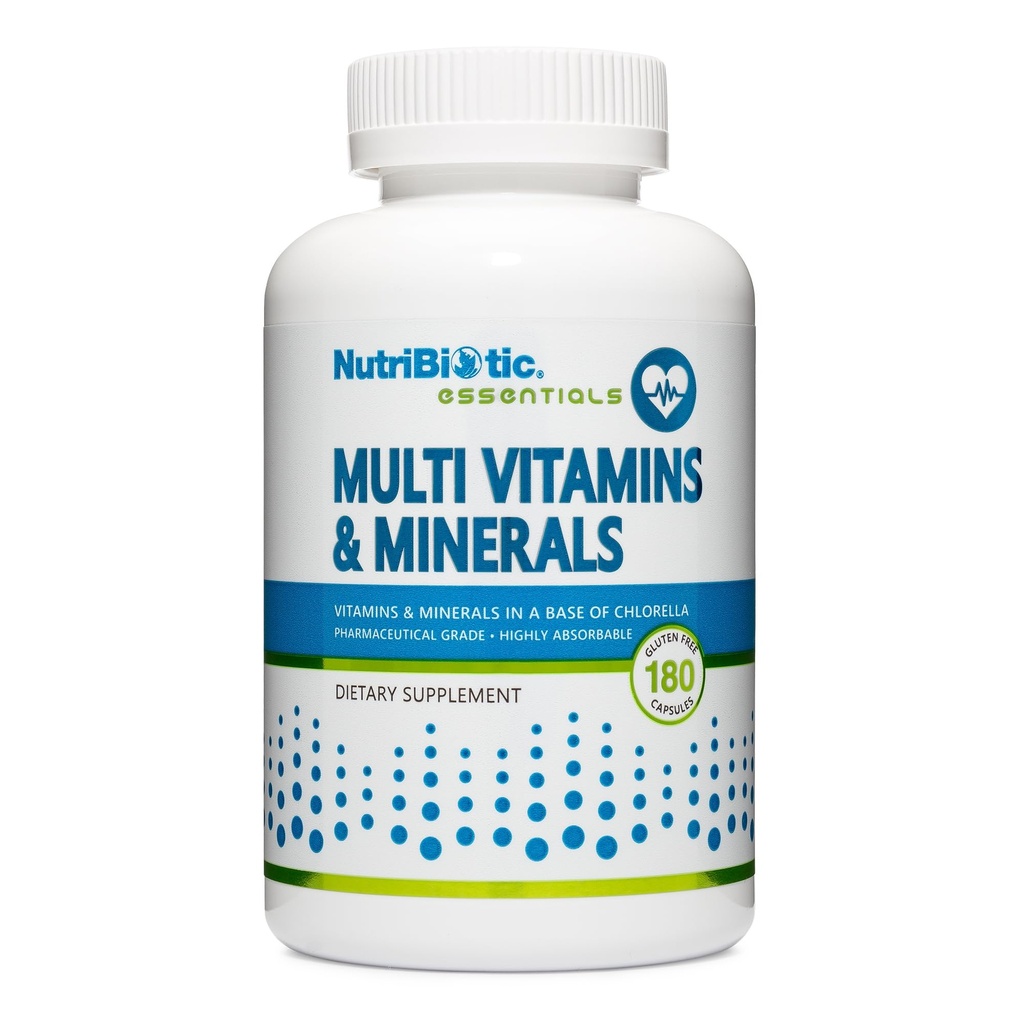 NutriBiotic – Multi Vitamins & Minerals, 180 Ct Capsules (Formerly Hypoallergenic Multiple) | 72 Pure Trace Elements in a Base of Chlorella | Pharmaceutical-Grade & Highly Absorbable | Gluten Free