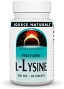 Source Naturals L-Lysine Free Form -Amino Acid Supplement Supports Energy Formation & Collagen* - 500 mg- 50 Tablet