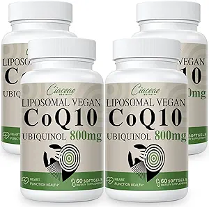 Liposomal CoQ10 800 mg Ubiquinol Softgel, Max Abxia Ubiquinol Coenzyme Q10, Ubiquinol CoQ10 Supplement for Antioksi, Heart Function & Energy Production, Pure CoQ10 800 mg, 240 Vegan Softgels
