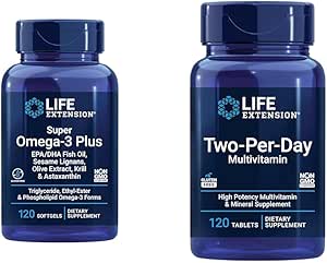 Επέκταση ζωής Super Omega-3 Plus EPA/DHA Fish Oil, Sesame Lignans & Δύο-Per-Day High Potency Multi-Vitamin & Mineral Συμπλήρωμα