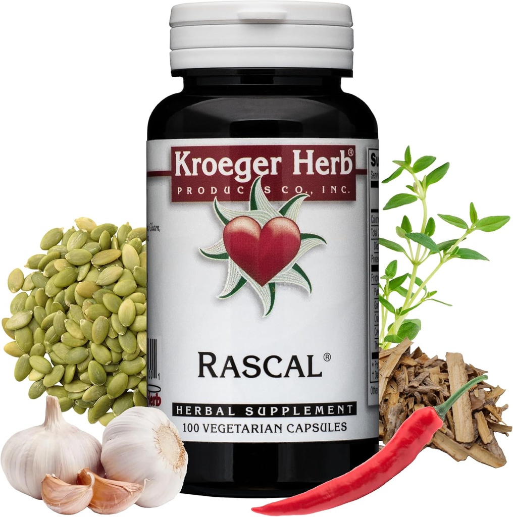 Kroeger Herb Ürünleri, Rascal, Cleansing, Detox, Gut Health with,, Cayenne, Riley Seeds, Vegetarian, Non-GMO, Gluten Free, No Preservatives, Health Microbial Balance, Made in USA