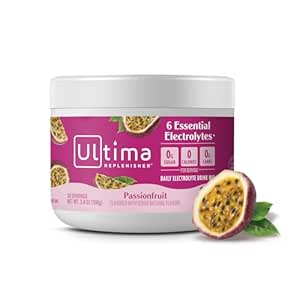 Ultima Repleniser Daily Electrolyte Powder Drink Mix – Χωρίς ζάχαρη – Passionfruit, 30 Σερβιέτες – Ενυδατική σκόνη με 6 Ηλεκτρόλυτα και Ιχνηλάτηση Ορυκτά – Κετό Φιλικό, Μη ΓΤΟ