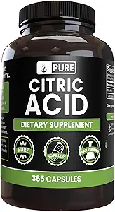 Pure Original Ingredients Citric Acid (365 Capsules) No Magnesium Or Rice Fillers, Always Pure, Lab Verified