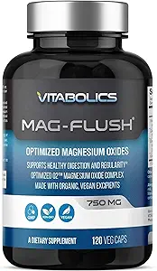 Mag Flush Magnezyum Capsules 750 mg 120 Vcaps - Constipation Relief, Colon Cleanse, Laxative ve Digestion Support for Women and Men