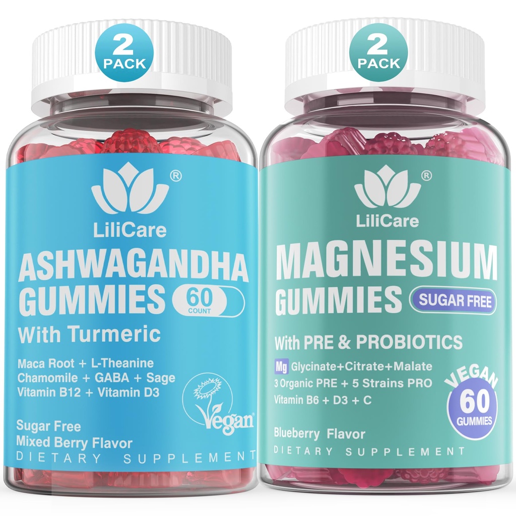 2 Pack Ashwagandha Gummies + 2 Pack Magnesium Gummies
