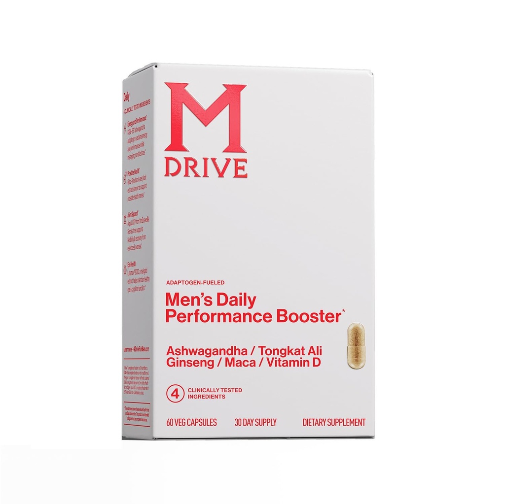 Mdrive Men's Daily Performance Complex Υποστήριξη συμπλήρωμα για τους άνδρες - Ashwaghanda, Tongkat Ali, Ginseng, Maca & Vitamin D, 60 κάψουλες, 30 ημέρες προσφοράς