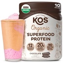 KOS Vegan Protein Toz, Çikolata USDA Organik - Low Carb Pea proteini, Plant Based Superfood with Vitamins & Minerals - Keto, Gluten Free - Kadınlar ve Erkekler için Meal Makyaj - 10 Hizmet