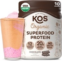 KOS Vegan Protein Toz, Çikolata USDA Organik - Low Carb Pea proteini, Plant Based Superfood with Vitamins & Minerals - Keto, Gluten Free - Kadınlar ve Erkekler için Meal Makyaj - 10 Hizmet