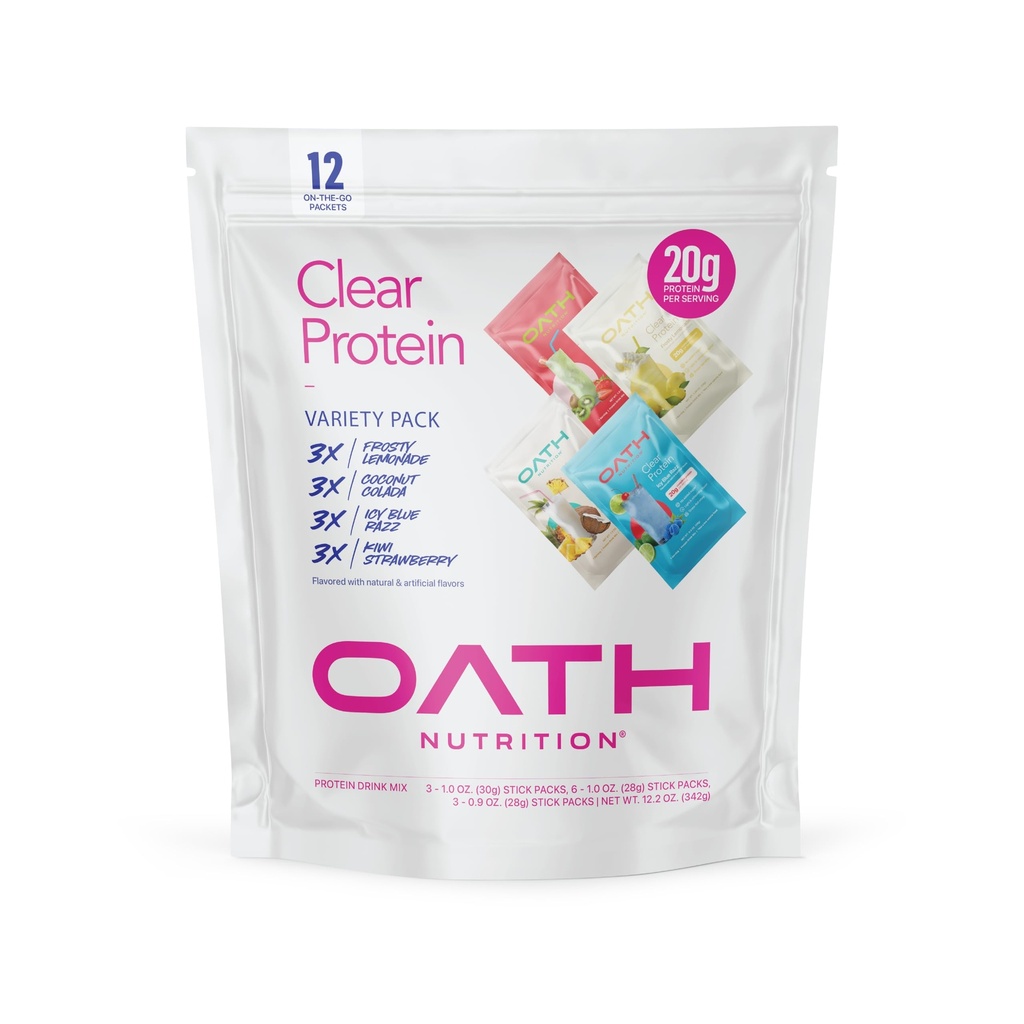 OATH NUTRITION Clear Whey Isolate Protein Powder Variety Pack, 120 Pack