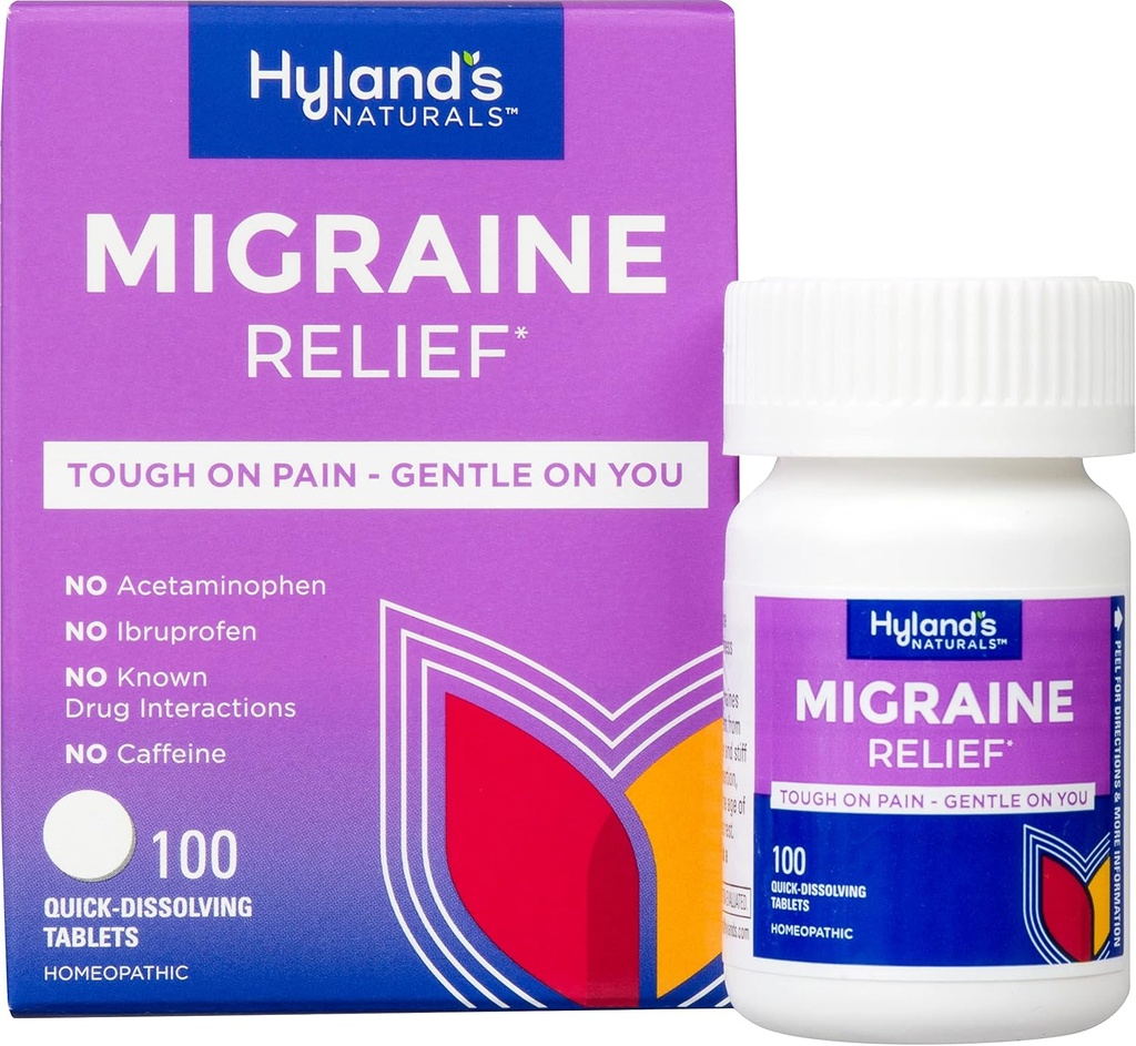 Hyland'ın Migraine Headache Natural Pain Relief Tabletleri, 1, 100 Kont Paketi (Pazar Mayıs Vary)
