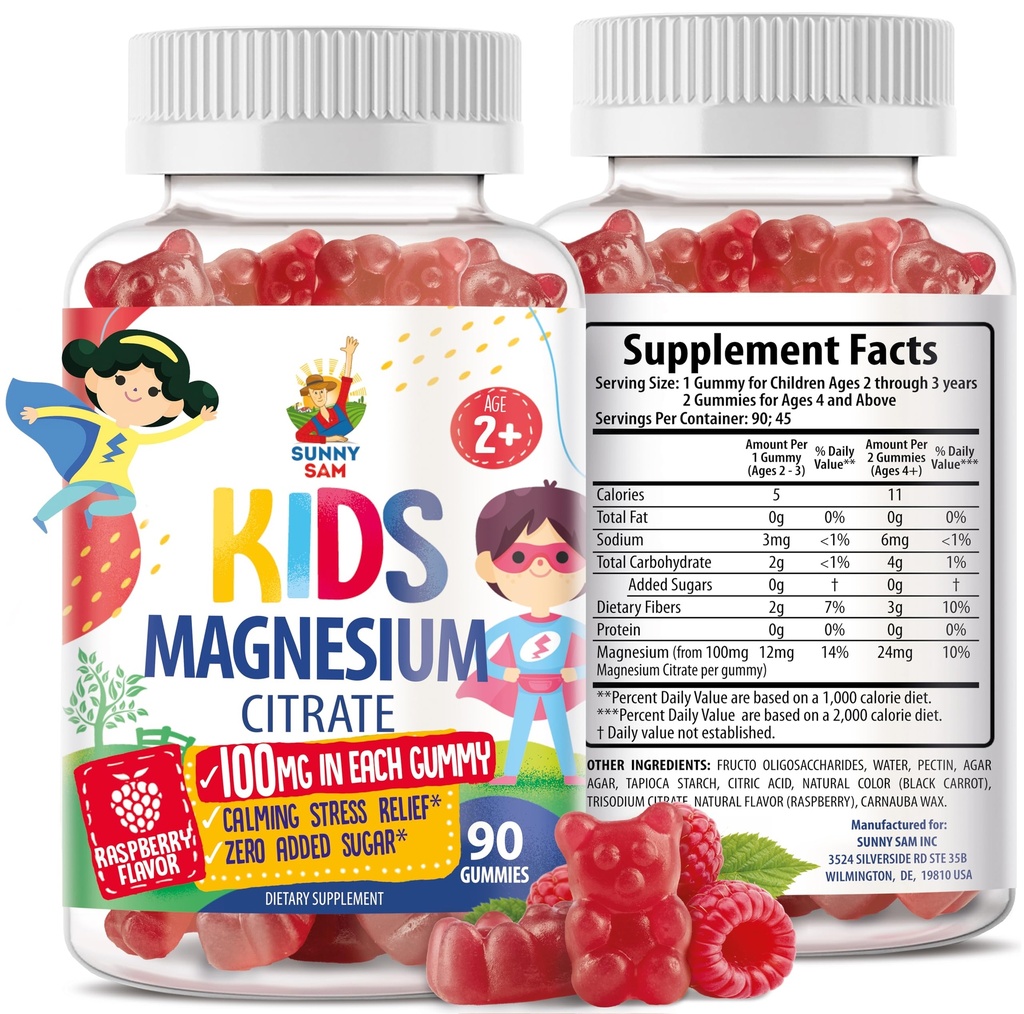 Çocuklar ve Yetişkinler için Magnezyum Gummies - 100 mg - Calm Magnezyum Chews - Magnezyum Citrate Chewable Supplement for Mood & Muscle Support - 90 Gummies