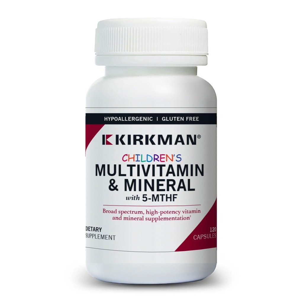 Kirkman - Çocuk Çokvitamin & Mineral - 120 Capsules - 5-MTHF - Potent Broad Spectrum Vitamin/Mineral Supplement - Hipoallergenicic