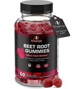 Beet Root Gummies - Super Nitric Oksit Beets Supplement - Red Beetroot Heart Chews with Grape Seed Power & B12- Pomegranate Flavor, 60 Chewables Beets