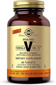 Solgar Iron-Free Formula VM-75, 90 Tablet - Chelated Minerals ile Çokvitamin - A, B6, B12, C, D, E - Biotin, Magnezyum,uba, çinko - Vegan, Gluten & Dairy Free, Kosher - 90 Hizmet
