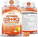 Yetişkinler için D3 K2 Gummies - Vitamin D3 5000IU + K2 (MK-7) 12006 - Omega-3 ile Sugar-Free D3 ve K2 Supplements with Omega-3, Me12, B9, B6, Vitaminler E & çinko - foruba Abception & Immune Health