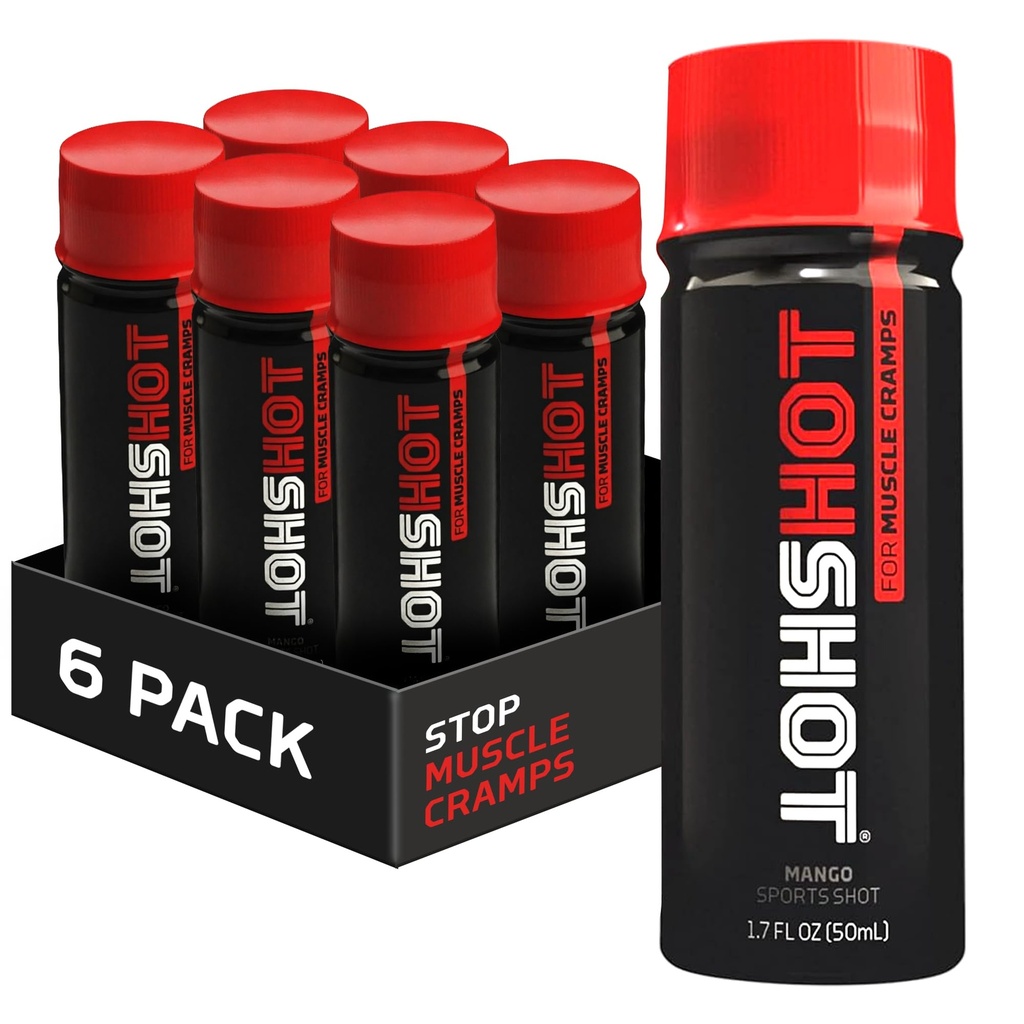 HOTSHOT Sports Shot Muscle Cramp Relief, All Natural Liquid Sports Drink, Scientifically Proven, For Leg and Night Cramps, Proudly NSF Spor için Onaylandı (Spicy Mango) (1.7 Fl Oz) (170 $)