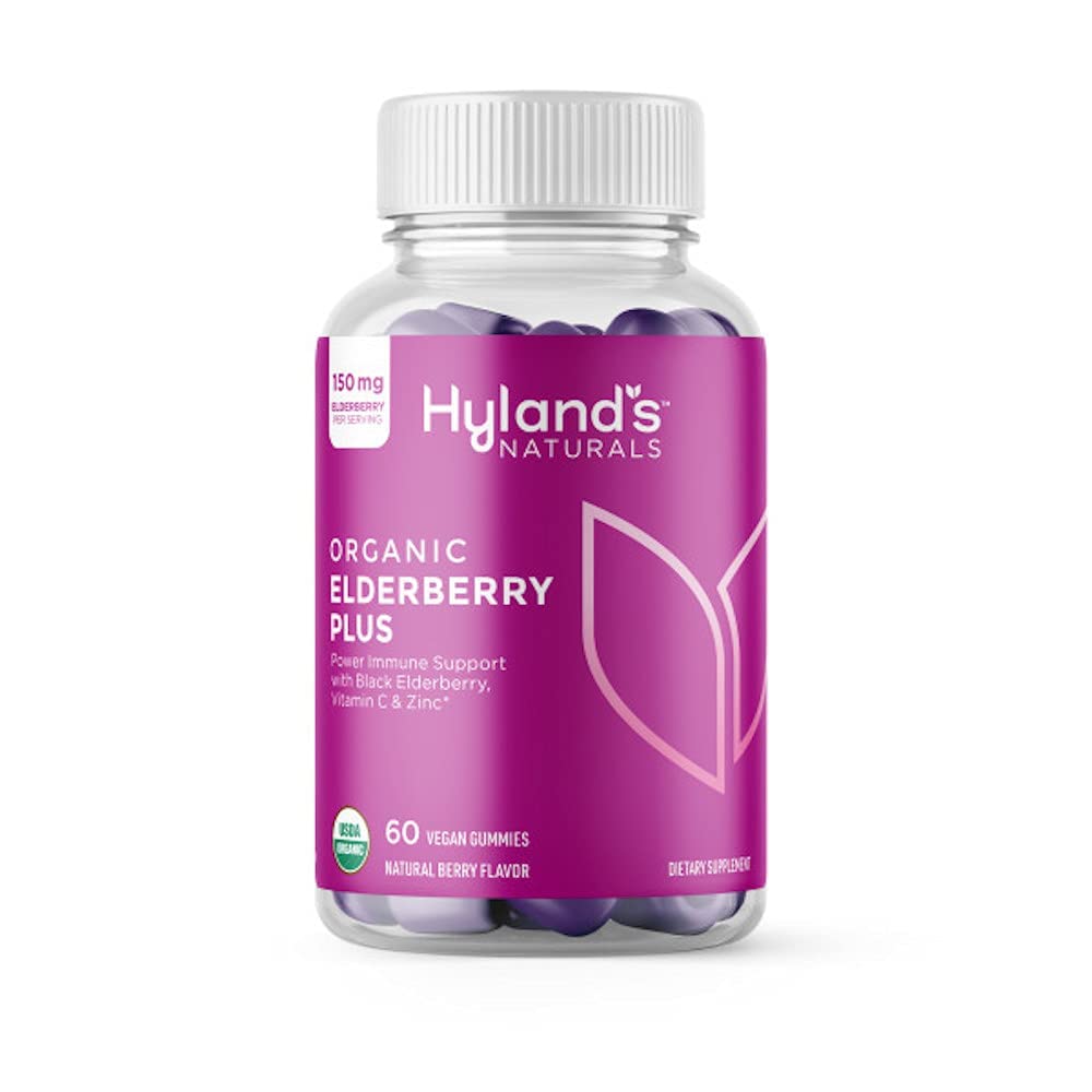 Organic Elderberry Plus Gummies, Organic Black Elderberry με ZINC και βιταμίνη C, συμπλήρωμα υποστήριξης για ενήλικες, 60 Vegan Gummies (30 ημέρες)