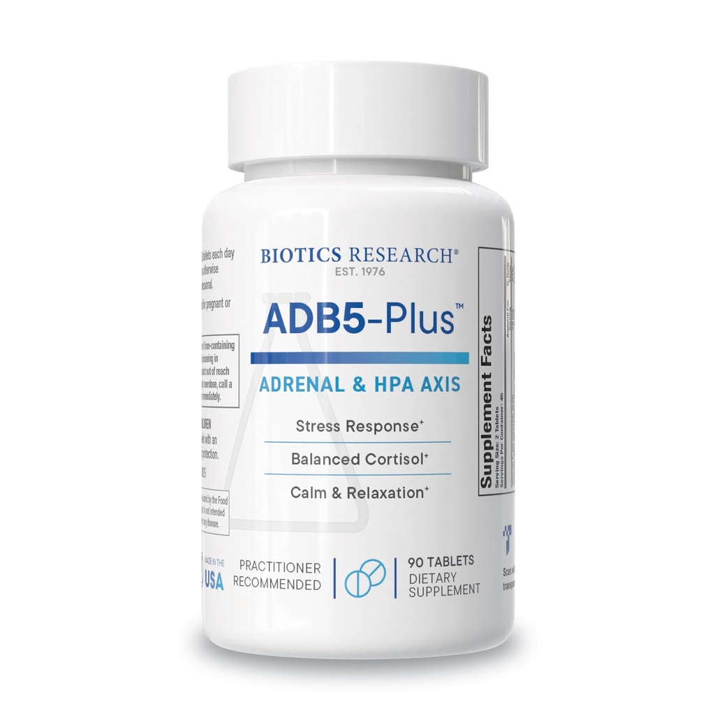 Biotics Research ADB5-Plus Sağlıklı Adrenal Gland Fonksiyonlar, Destek Cortisol Seviyeleri, Strese Olumlu Yanıt, Sağlıklı Enerji Seviyeleri 90 Tablet