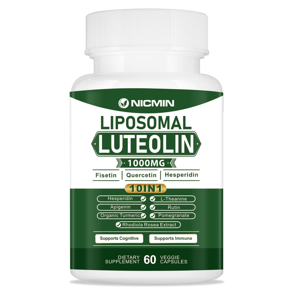 1000MG Liposomal Luteolin, Maximum Absorption, Potent Luteolin Supplement 60 Capsules