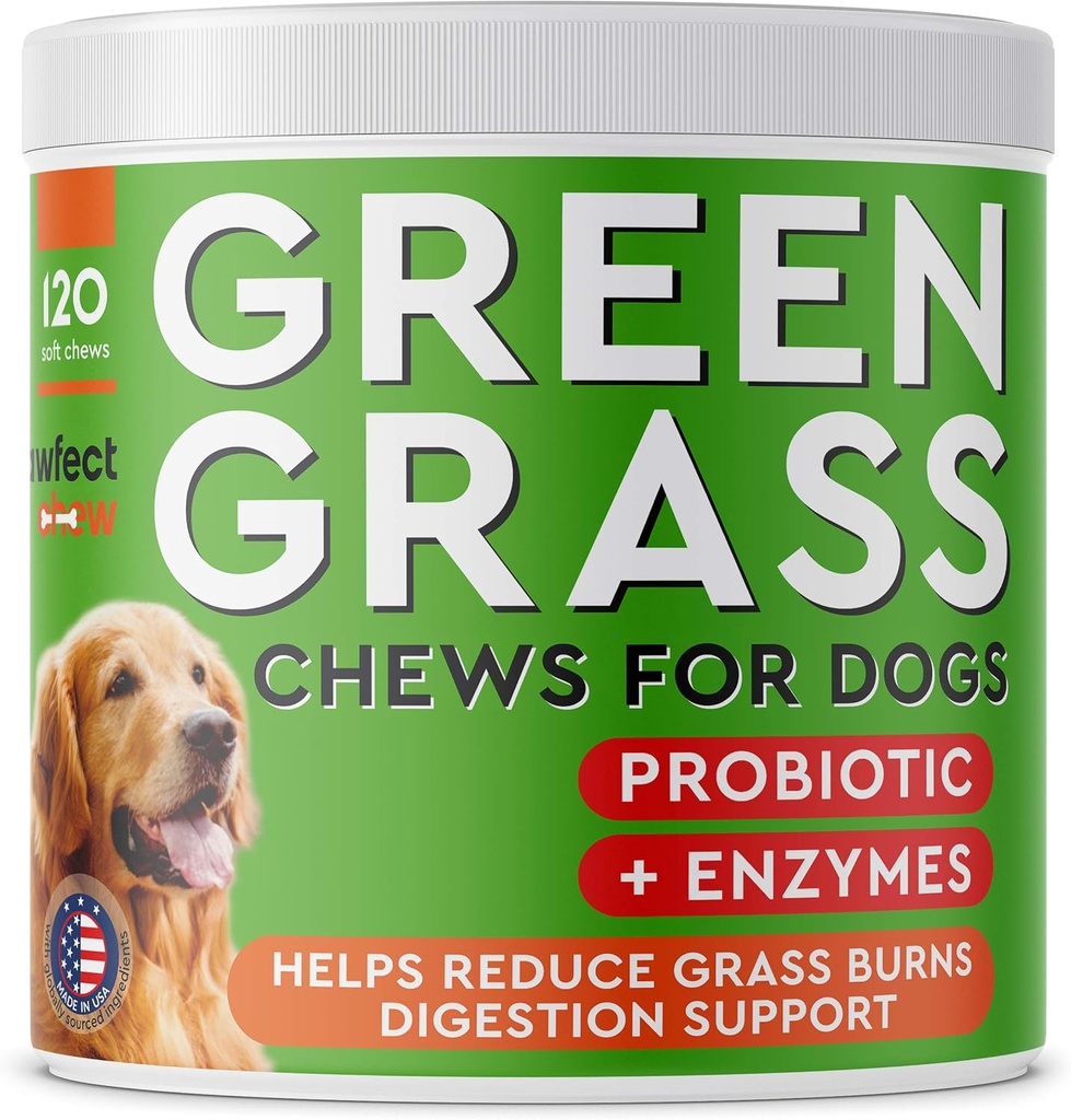 PAWFECTCHEW Σκύλος Pee Grass Helper - Grass treatment for Dog Urine - Σκύλος Ούρων Ουδέτερο για Grass Burn Spots - Σκύλος Pee Lawn Repair Treats with Probiotics - Made in USA - 120 Chews