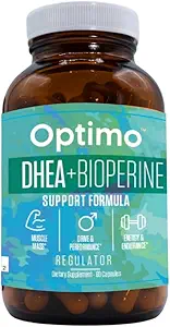 Optimo DHEA ve BioPerine, maksimum Kuvvet ve Absorpsiyon 50mg | Hormon Seviyeleri l Boost Energy l Stamina l Vitality l Metabolism | for Men & Women l 60 Capsules
