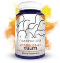 Nootropics Depot Vitamin D3 + K2 with Vitamin C Tablets | 365 Count | 125μg | Equivalent to 5000 IU | Year Supply