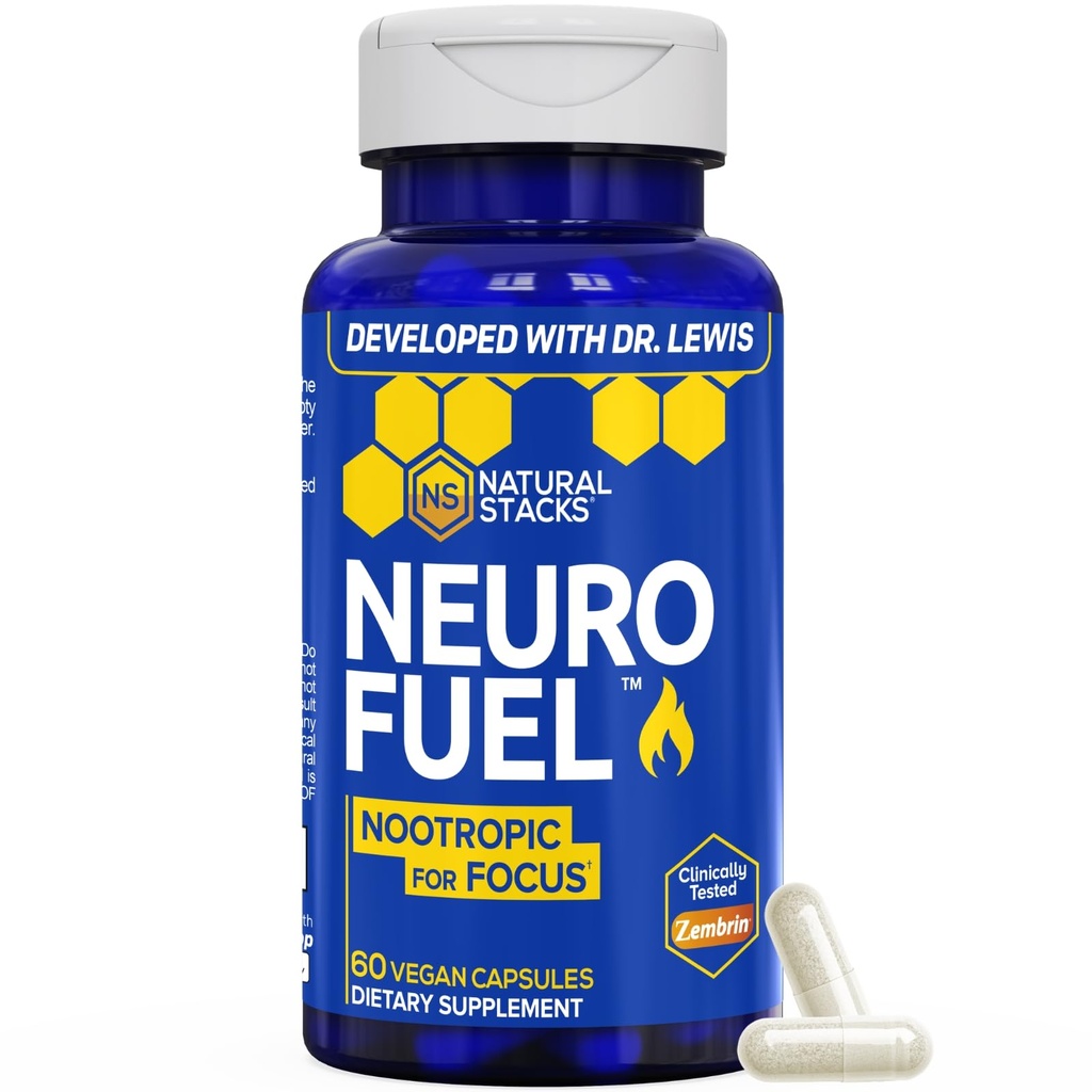 NATURAL STACKS NeuroFuel Nootropic with Zembrin - Doctor Developed Memory & Focus Supplement - Kanna Extract Sceletium Tortuosum - Nootropic Brain Supplement for Focus - 60 Zembrin Capsules