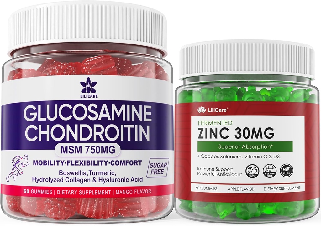 Sugar Free çinko Gummies 2 Pack + Glucosamin Chondroitin Gummies 2 Pack + Glucosamine Chondroitin Gummies 2 Pack