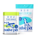 Native Pet The Daily Dog Vitamins & Supplements (30 Scoops) & Yak Chews (3 Medium Chews) - All Natural Dental Stick Made with Yak Cheese for Aggressive Chewers & 11-in-1 Multivitamin for Dogs