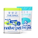 Native Pet The Daily Dog Vitamins & Supplements (60 Scoops) & Yak Chews (5 Small Chews) - All Natural Dental Stick Made with Yak Cheese for Aggressive Chewers & 11-in-1 Multivitamin for Dogs