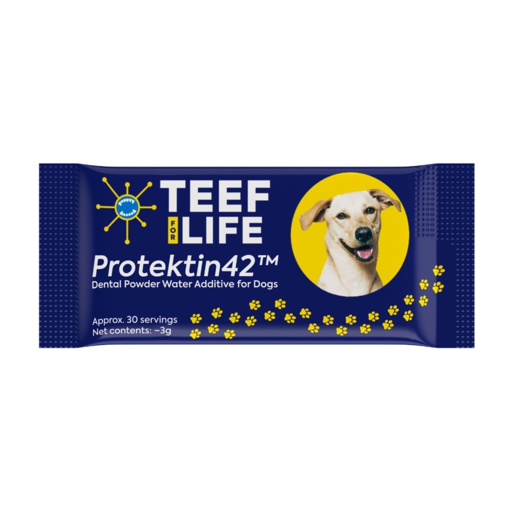 TEEF FOR LIFE Refill Packets Protektin42 Prebiotic Dental Powder for Dogs, Plant-derived, clinically-Proven Formula Naturally Fights Bad Breath, Plaque, and Tartar, 1 Packet with 30 Servings