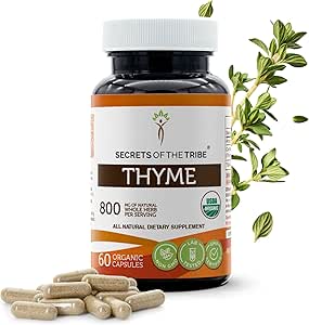 Μυστικά του Θυμαριού Φυλής 60 Κάψουλες, 800 mg, USDA Οργανικό Θυμάρι (Thymus Vulgaris) Αποξηραμένο Φύλλο (60 Κάψουλες)