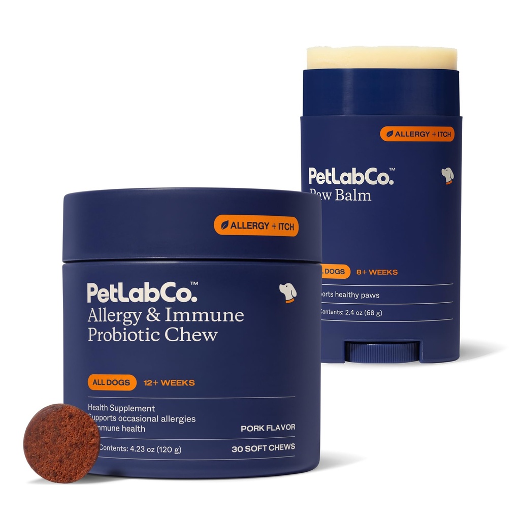 PetLab Co. – Paw Bundle: Specialized Dog Probiotic to Support with Occasional Allergies & Healthy Gut Microbiome 30 Count & Dog Paw Balm to Support Occasionally Dry Paws 2.4 Ounces