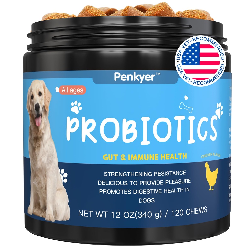 Probiotics for Dogs, Dog Probiotics for Yeast, Itchy Skin and Itchy Ears, Digestive Enzymes with Prebiotics for Digestive Health, Probiotic Chews for Dogs Support Immunity Health - (Chicken 12 Oz)