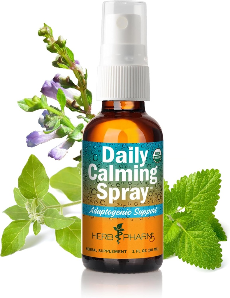 Herb Pharm Herbs on The Go Certified Organic Daily Calming Portable Spray, Adaptogenic Support*, 1 Ουγγιά