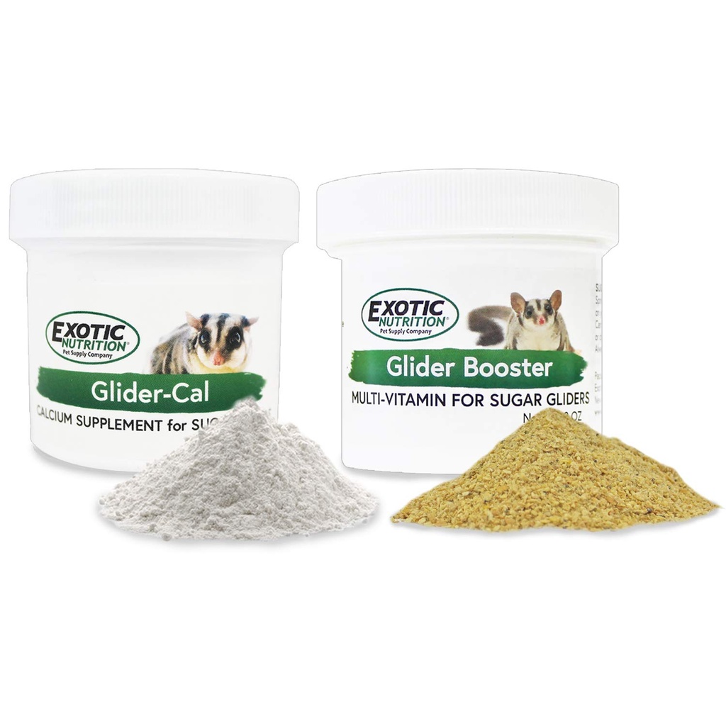 Exotic Nutrition Sugar Glider Vitamin Combo Pack - Powder Multivitamin & Powder Calcium Supplement for Pet Sugar Gliders