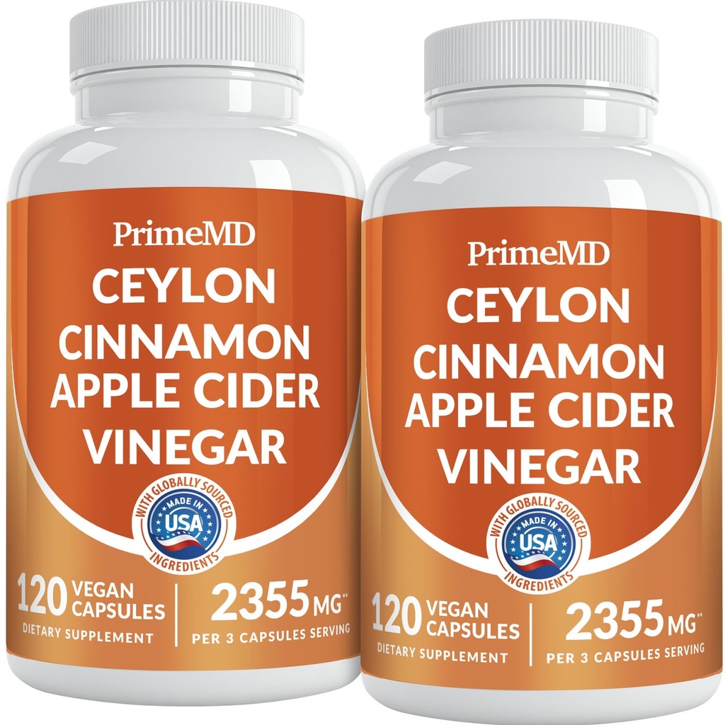 5-in-1 Ceylon Cinnamon Capsules 2355 mg - Apple Cider Vinegar Capsules with Turmeric, Panax Ginseng ve Bioperine (120, Pack of 2)
