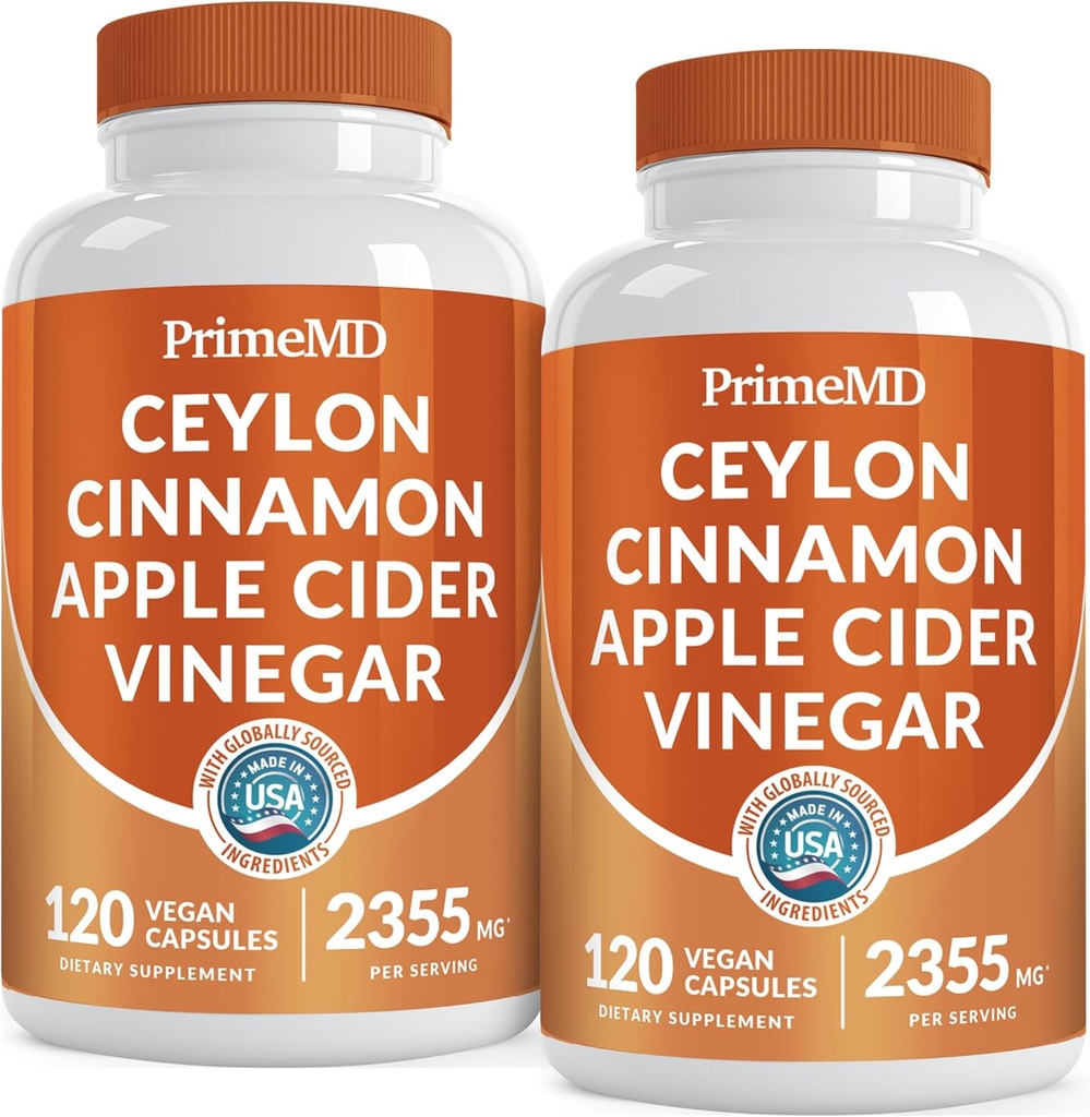 5-in-1 Ceylon Cinnamon Capsules 2355 mg - Apple Cider Vinegar Capsules with Turmeric, Panax Ginseng ve Bioperine (120, Pack of 2)
