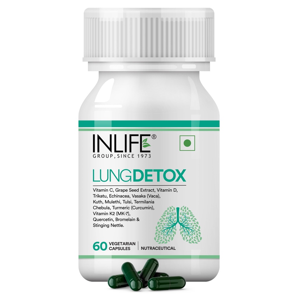 INLIFE Lung Detox for Smokers | Organic Supplement w/Bromelain & Quercetin | Naturally Strengthen Respiratory System and Boost Overall Lung Health | GMP Tested, 100% Vegetarian