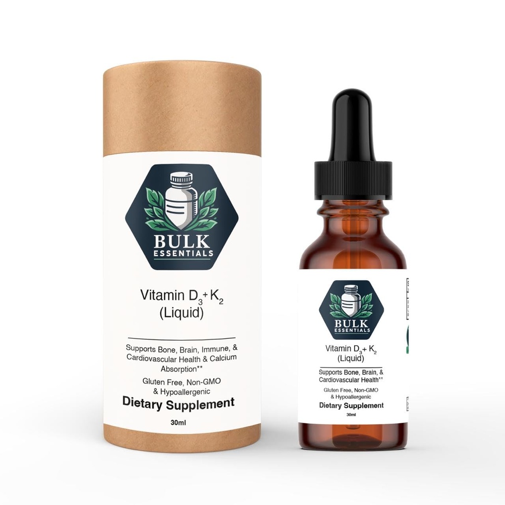 Pure Vitamin D3+K2 Drops with MCT Oil – 5000 IU VIT D3 & 120 mcg K2 for Bone, Heart & Immune Support – USA Made Supplements for Women & Men – Non-GMO & Gluten-Free, 30ml