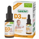 Land Art - sertifikalı Organik Vitamin D3 Drops Baby - 400 I per Drop - 490 Hizmet - Bebekler ve Toddler için D Drops - GMO-Free - Gluten-Free - 0.45 fl oz