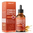 Vitamin D3 10,000 IU & K2 150mcg Liquid Drops with Omega 3 MCT Oil - Immune Support, Heart & Joint Wellness, Bone & Muscle Support - Raspberry Flavor - 2.0 fl oz (60ml)