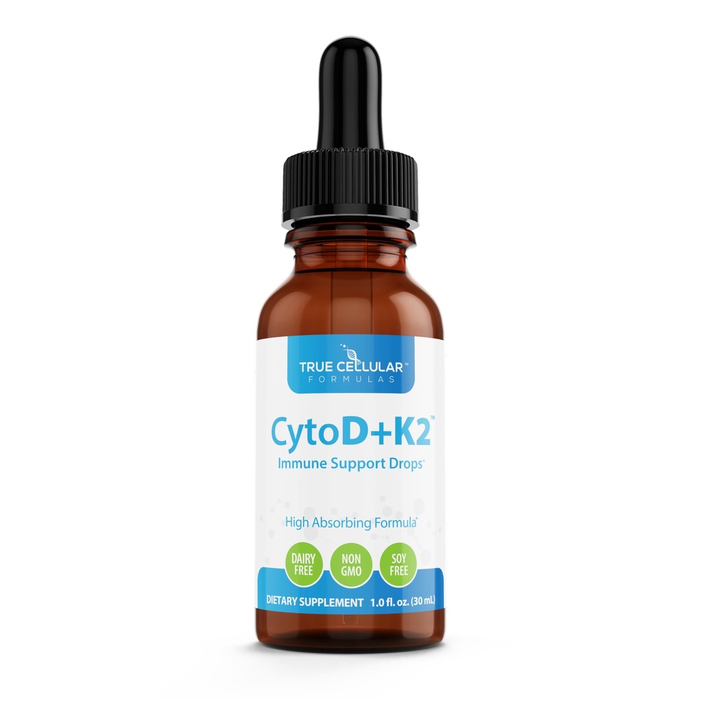 True Cellular Formulas Vitamin D3 2200 IU + K2 MK-7 Liquid Drops - High Potency Immune & Bone Support Supplement with Organic Olive Oil - CytoD+K2 30 Day Supply (1 FL OZ)