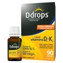 Ddrops Extra Strength 5000 IU Vitamin D3 + K2 90 Drops - Liquid Vitamin D3 & K2 (MK7) Supplement. Supporting Strong Bones, Immune System and Cardiovascular Health.