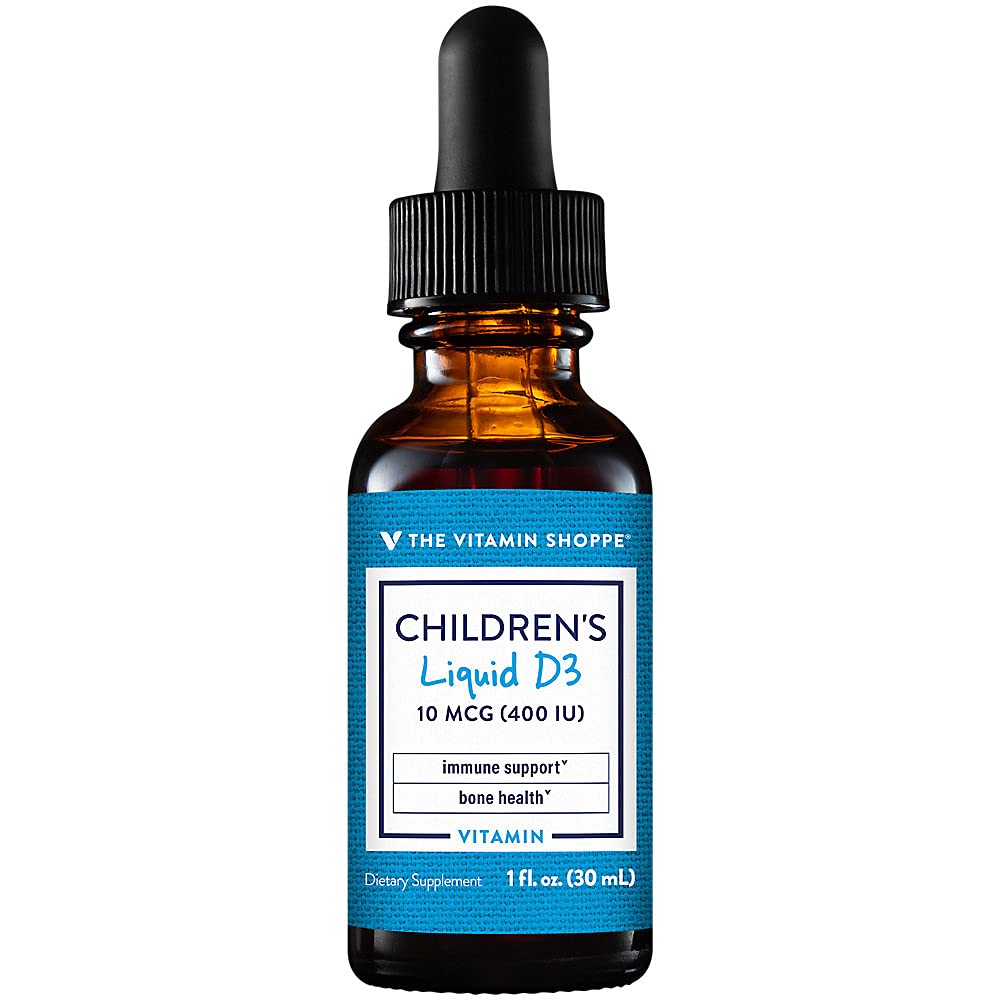 The Vitamin Shoppe Children's Vitamin D3 400 IU Liquid Drops - Bone & Immune Support | Cholecalciferol | 1 oz | Easy Absorption