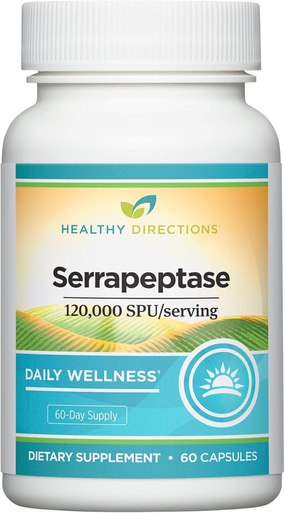 Sağlıklı Yol Serrapeptase -120,000 SPU/Serving, 60 Vegan Capsules, Günlük Wellness Regimen (60-Day Supply) Bölüm olarak kullanmak için.