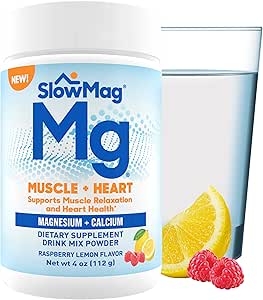 SlowMag® Magnezyum Toz, Magnezyum + Kalsiyum Supplement Drink Mix, Raspberry Lemon Flavor, Supports Muscle Relaxation & Heart Health, 4oz Magnezyum Toz, Magnezyum + Macau Supplement Drink Mix, Raspberry Lemon Flavor, Supports Muscle Relaxation & Heart Health, 4oz