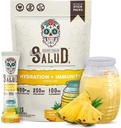 Salud 2in-1 Hydration Packets + Immunity Electrolytes Toz, Pineapple - Agua Fresca Drink Mix, Elderberry, Dairy & Soy Free, Non-GMO, Gluten Free, Vegan, Low Calorie, 1g Sugar (15 hizmet)