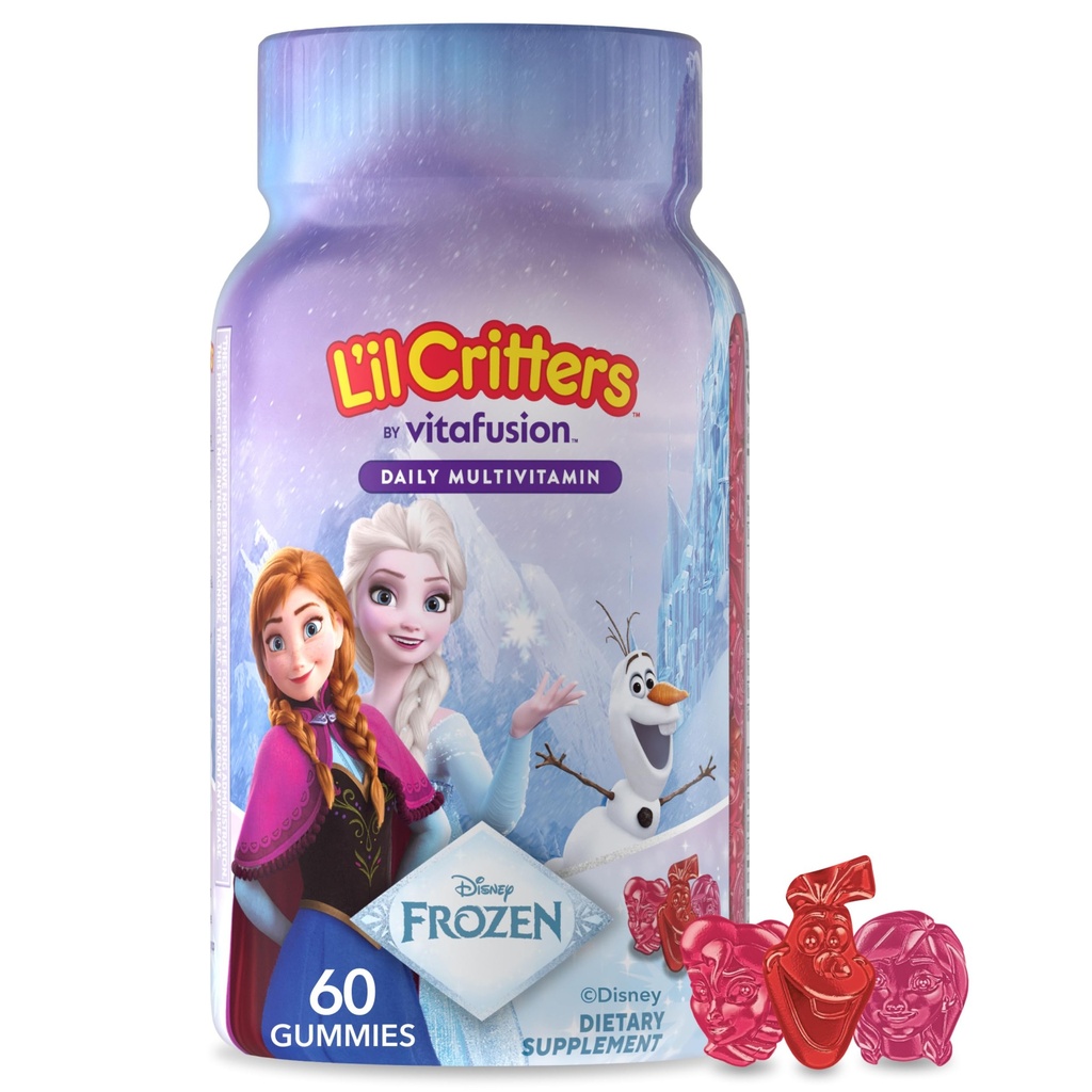 L'il Critters Frozen Daily Kids Multivitamin Gummies Assorted Berry Flavors for Ages 2+ Toddlers and Kids, Disney Multivitamin Gummies with 11 Essential Nutrients, 30-60 Day Supply, 60 Gummies