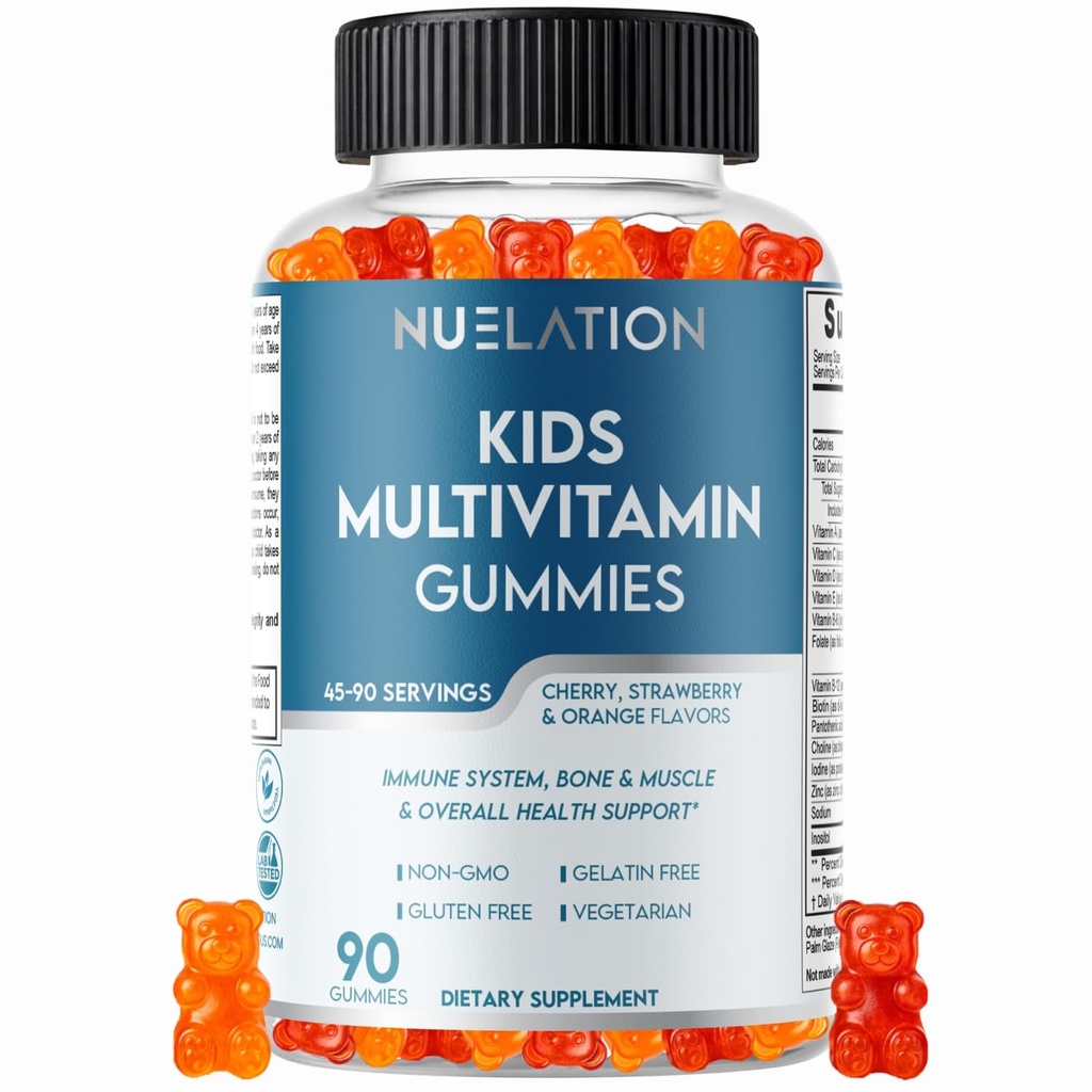Gelatin Free, Vegetarian Kids Multivitamin Gummies 45-90 Day Supply. 14 Essential Vitamins & Minerals. Kids Gummy Vitamins for Overall Wellness. Non-GMO, Gluten Free Children Vitamin